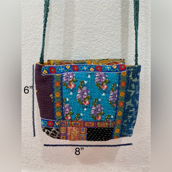 BOHO very unique patchwork handmade crossbody bag NWOT - Picture 8 of 8